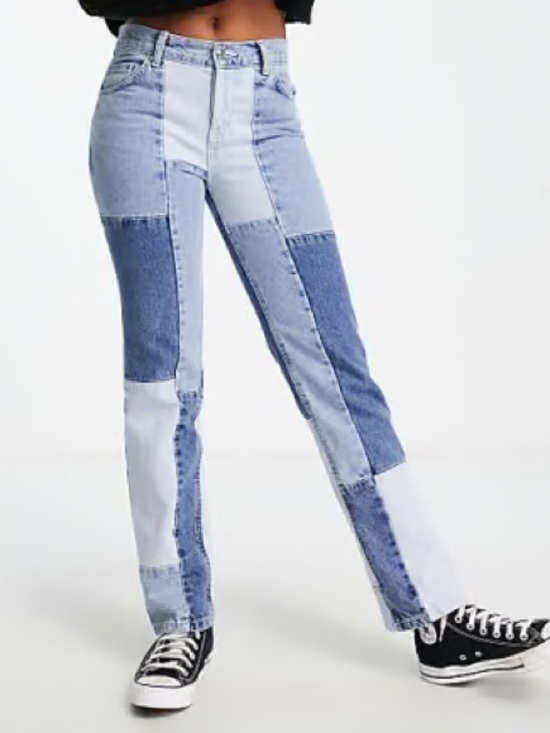 ASOS Denim - ASOS Design Patchwork Deconstructed High-Rise Straight Leg Jeans